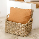 Panier tissé en jonc de mer BATIK (3 tailles) Panier de rangement rectangulaire pour étagères ou pour le linge