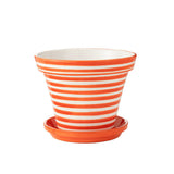 Pot de fleurs J-Lline Granada Stripes en céramique orange, vue de face