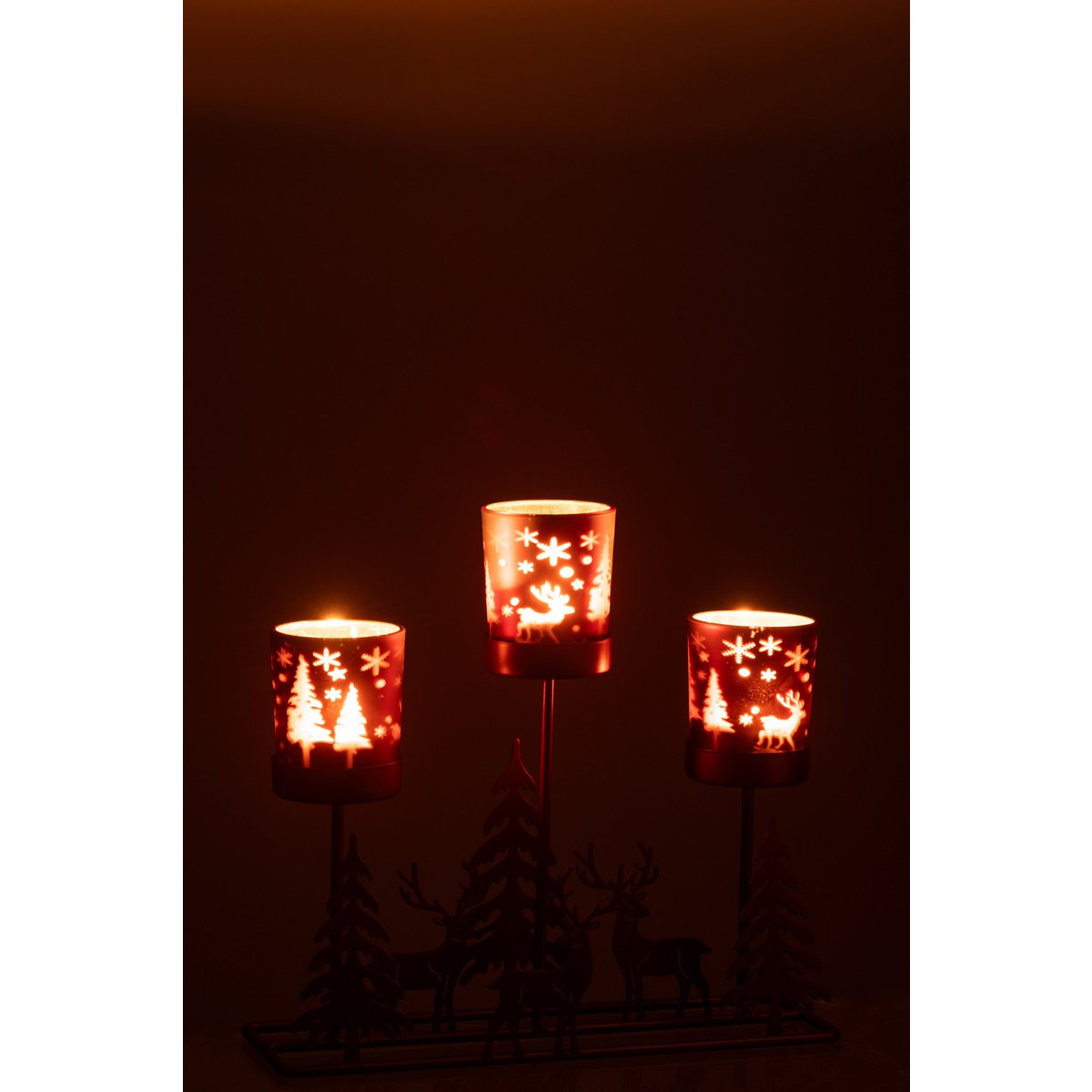 Photophore J-Line en métal marron, détail des verres