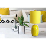 Lampe de table en céramique "Erida", lampe de table en céramique, jaune, avec version E14, pour salle à manger, salon, couloir ou bureau, lumière de table à l'intérieur