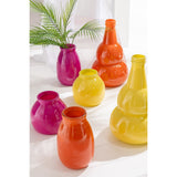 Vase J-Line en verre orange, vue latérale mettant en avant sa brillance.