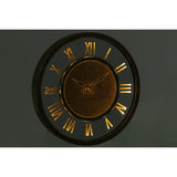 Détail du cadre en métal doré de l'horloge miroir J-Line