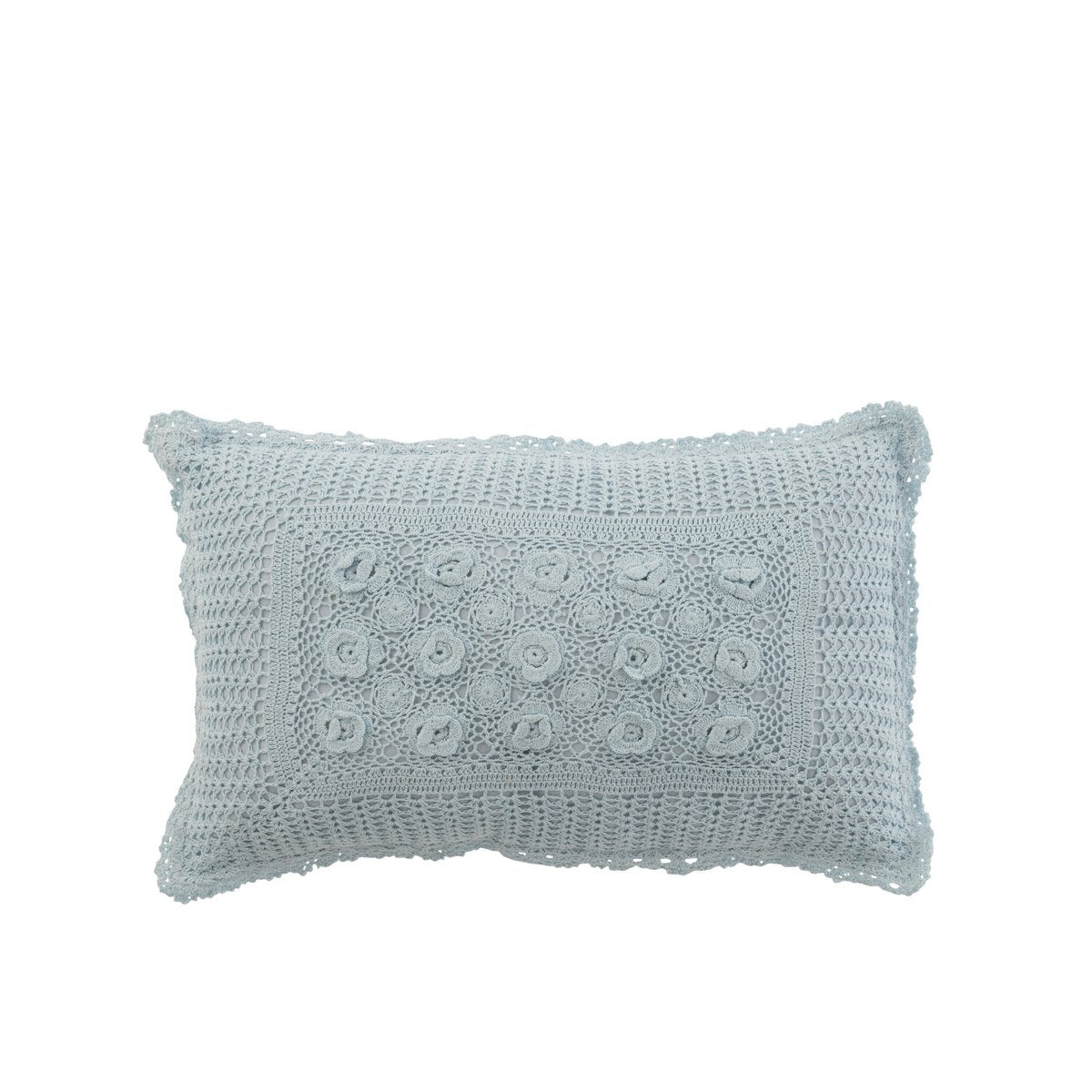 Coussin J-Line bleu en situation dans un salon moderne