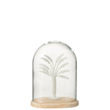 Cloche Palmier J-Line en verre et métal blanc/naturel, petite taille