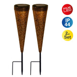 2 Set LED Solar Light "Paula", pour l'extérieur, la brochette de terre en métal et en plastique en marron, avec LED intégrée