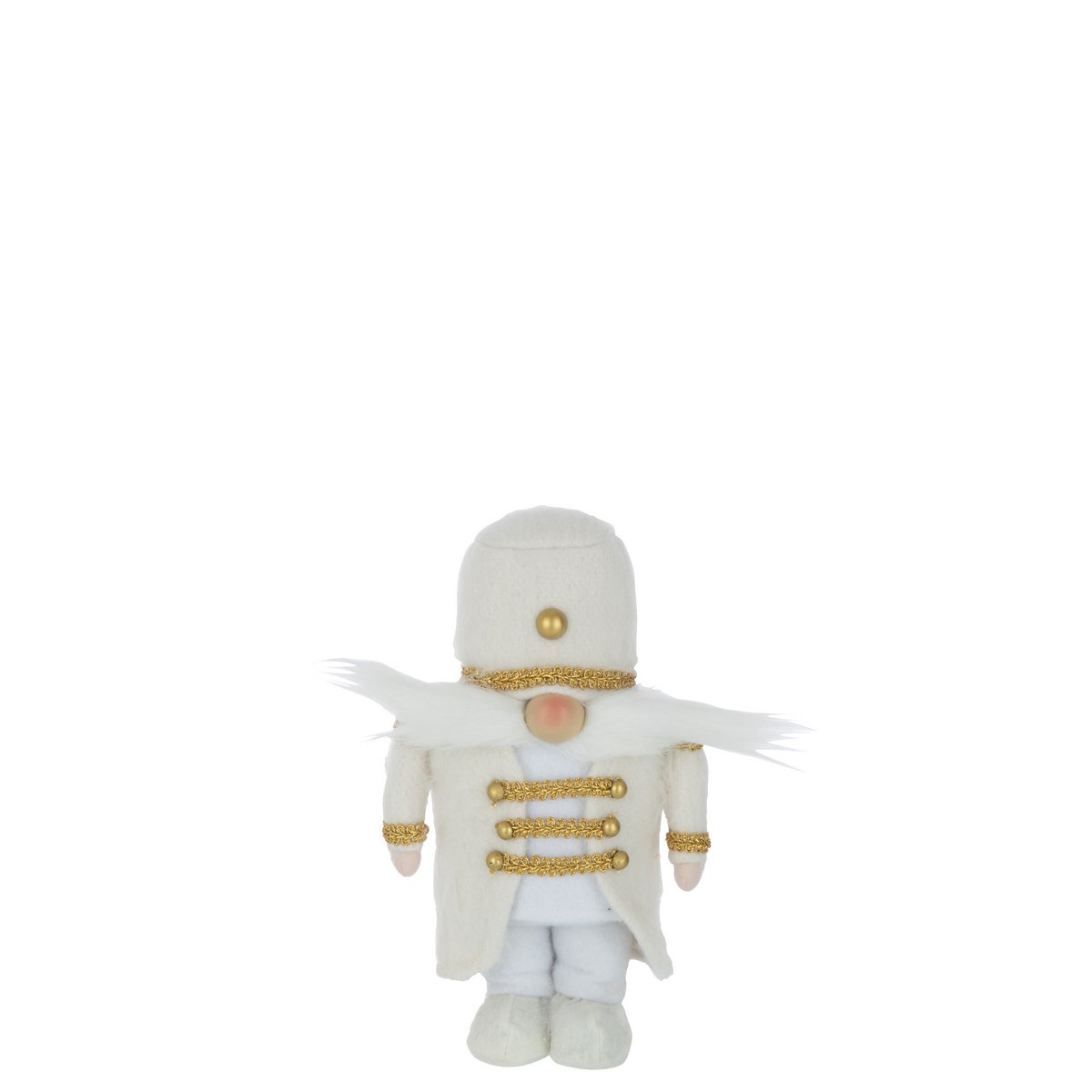 Figurine soldat J-Line en polyester blanc et or, élégante et raffinée