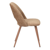 Chaise d'arc caramel avec jambes en acier, vue latérale