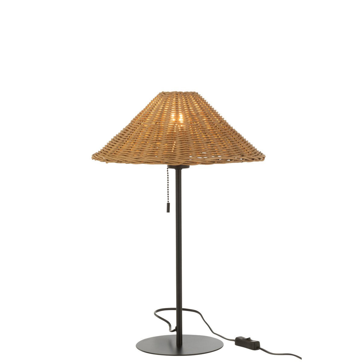 Lampe de table J-Line en métal et rotin noir, vue avant