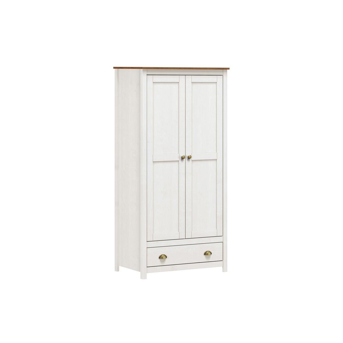 Garde-robe en bois massif avec finition blanche et marron