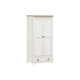 Garde-robe en bois massif avec finition blanche et marron