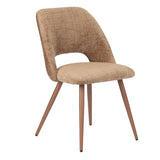 Chaise d'arc caramel vue de face, élégante et moderne