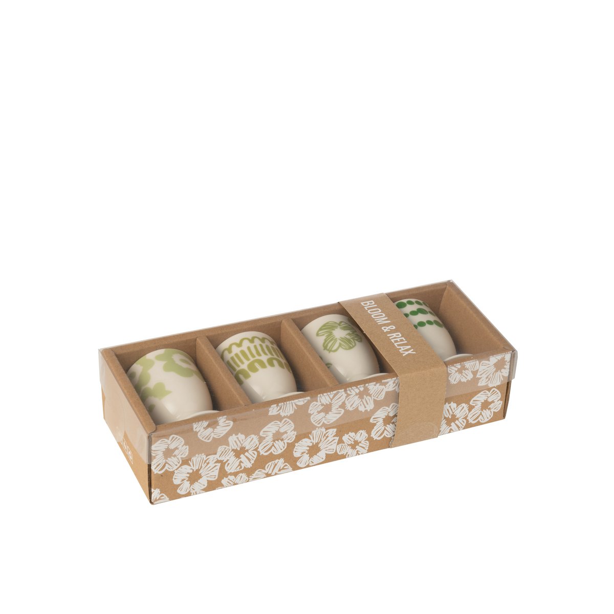 Set de quatre coquetiers J-Line en céramique verte, en boîte