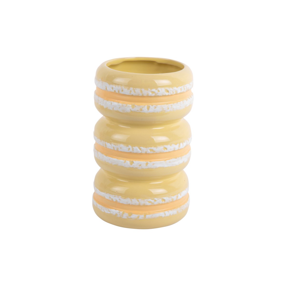 Vase Macaron en céramique jaune, vue de face
