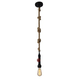 Pendent lampe "Regia", black metal, corde de chanvre, version E27, éclairage pour le salon, salle de jeunesse ou bureau