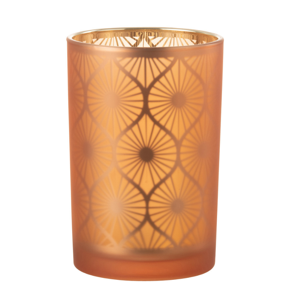 Lanterne J-Line Window Flowers en verre orange, vue de face