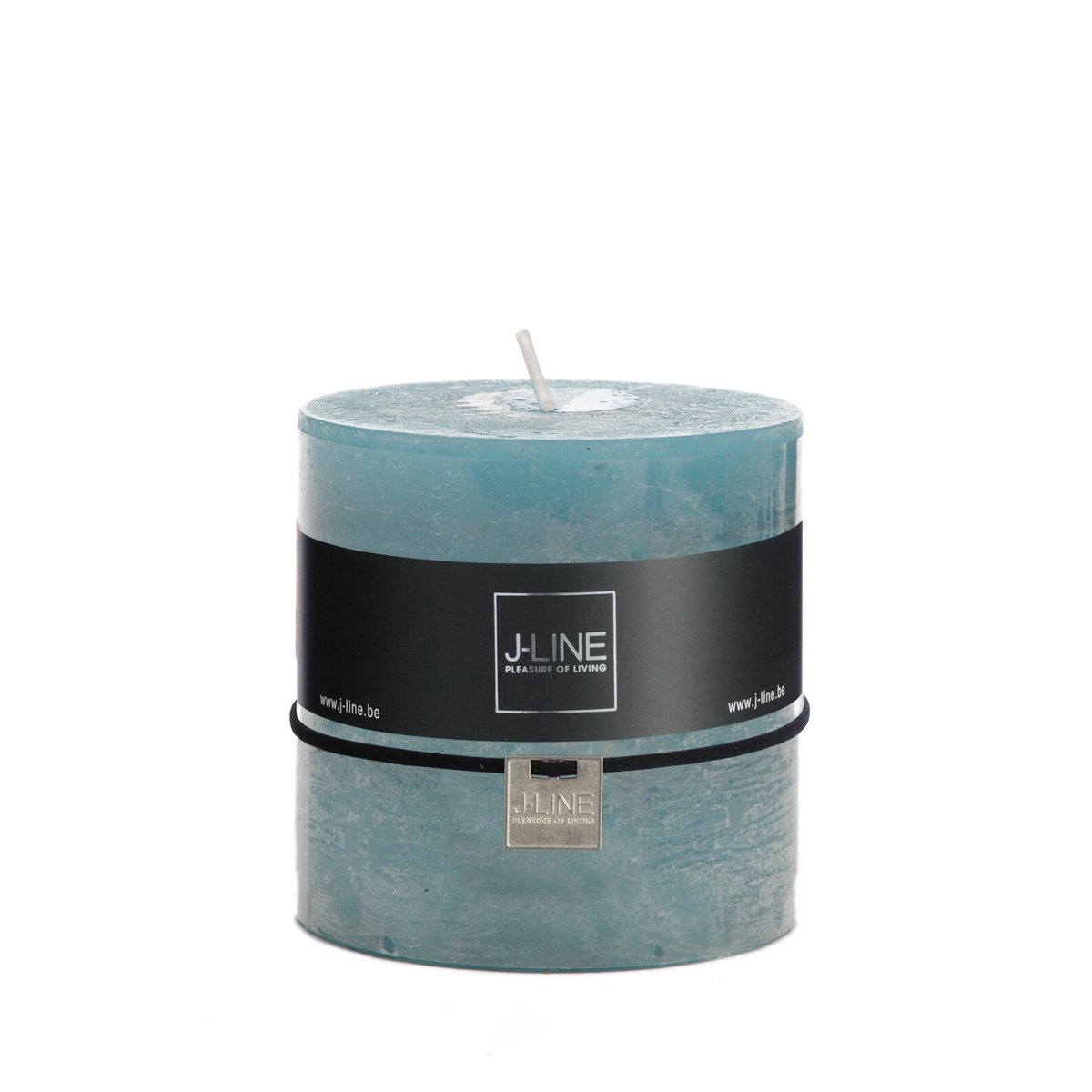 Bougie cylindrique bleue J-Line sur fond blanc, design moderne et élégant