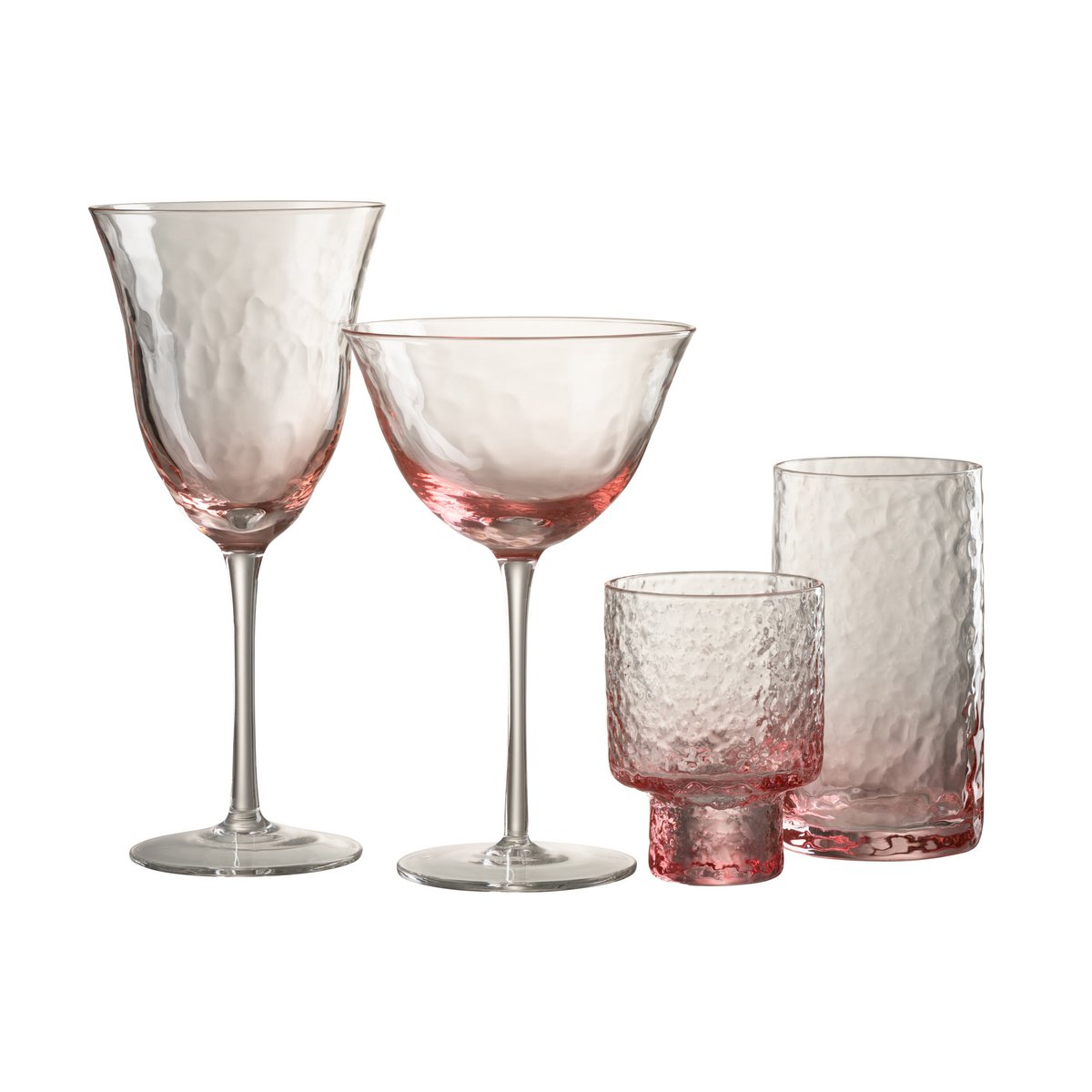 Verre à vin J-Line rose sur une table moderne, ambiance élégante