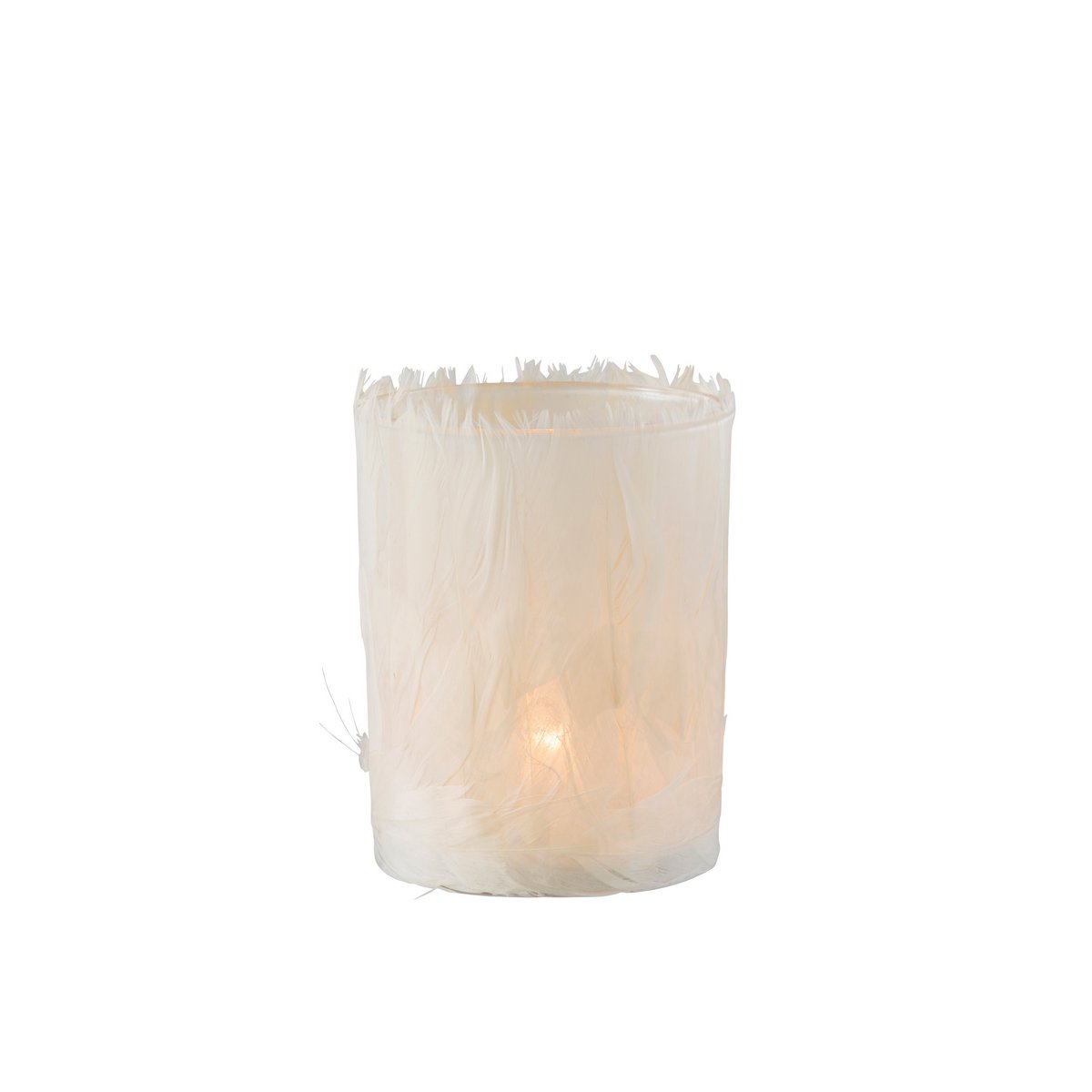 Photophore Plumes Crème J-Line en verre avec détails de plumes