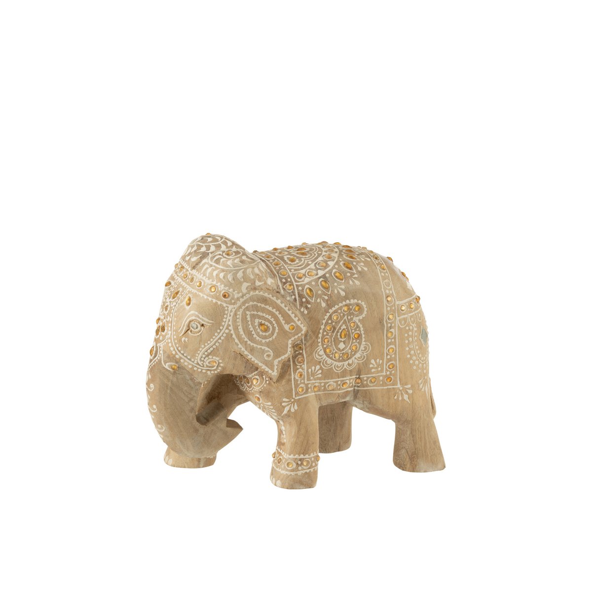 Perles d'éléphant J-Line en bois naturel et blanc, décoratives et élégantes