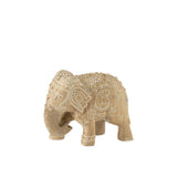 Perles d'éléphant J-Line en bois naturel et blanc, décoratives et élégantes