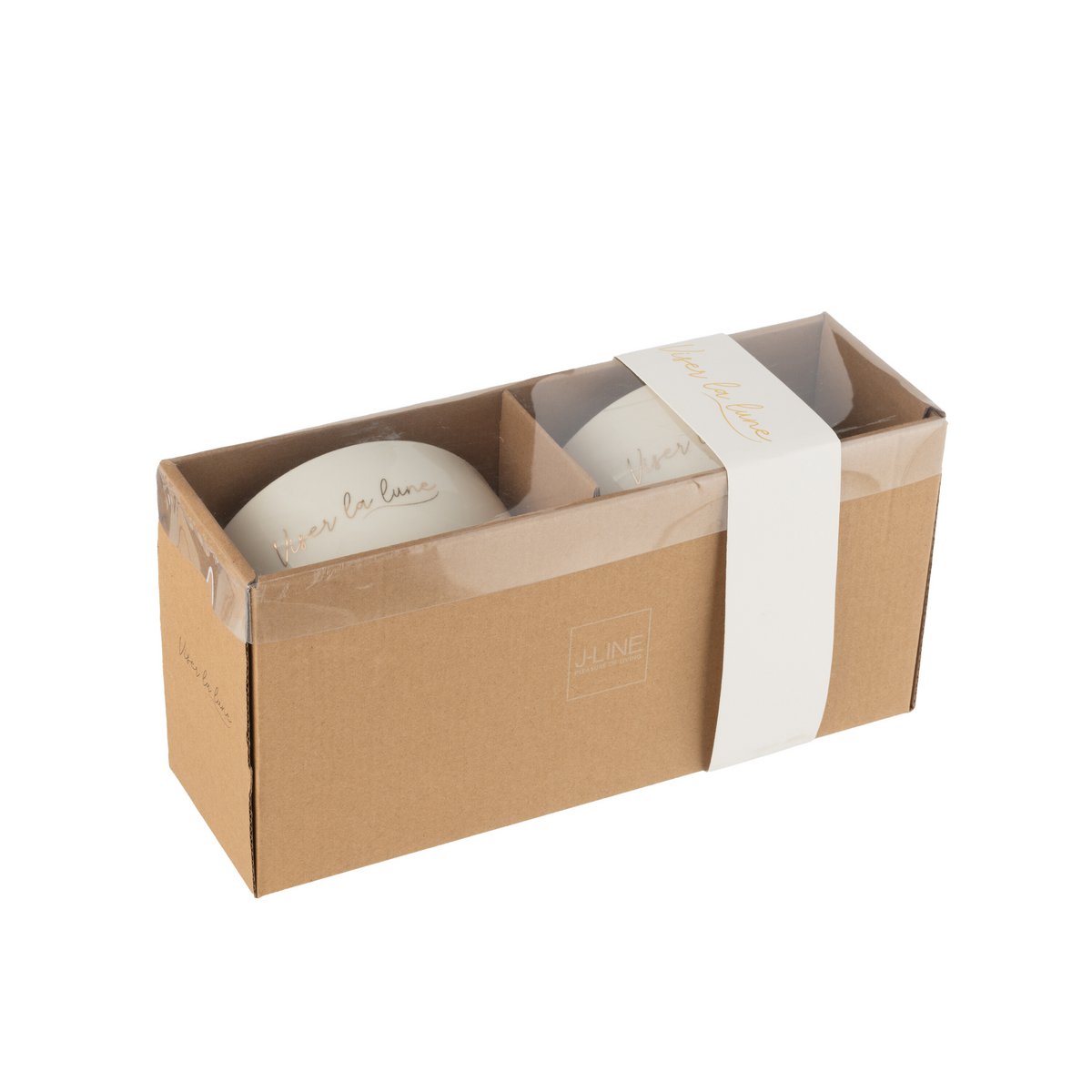 Coffret de 2 Bols J-Line Viser La Lune, détail du design en porcelaine.