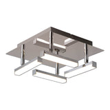 Plafond LED "Turin" 25 cm x 25 cm, environ 11 cm de haut, en métal chromé, en plastique colorant Opale, LED intégrée, blanc chaud