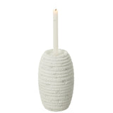 Bougeoir Creta Narrow J-Line en ciment blanc, mise en scène artistique