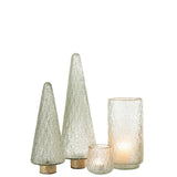 Socle de sapin J-Line en verre transparent, ambiance festive