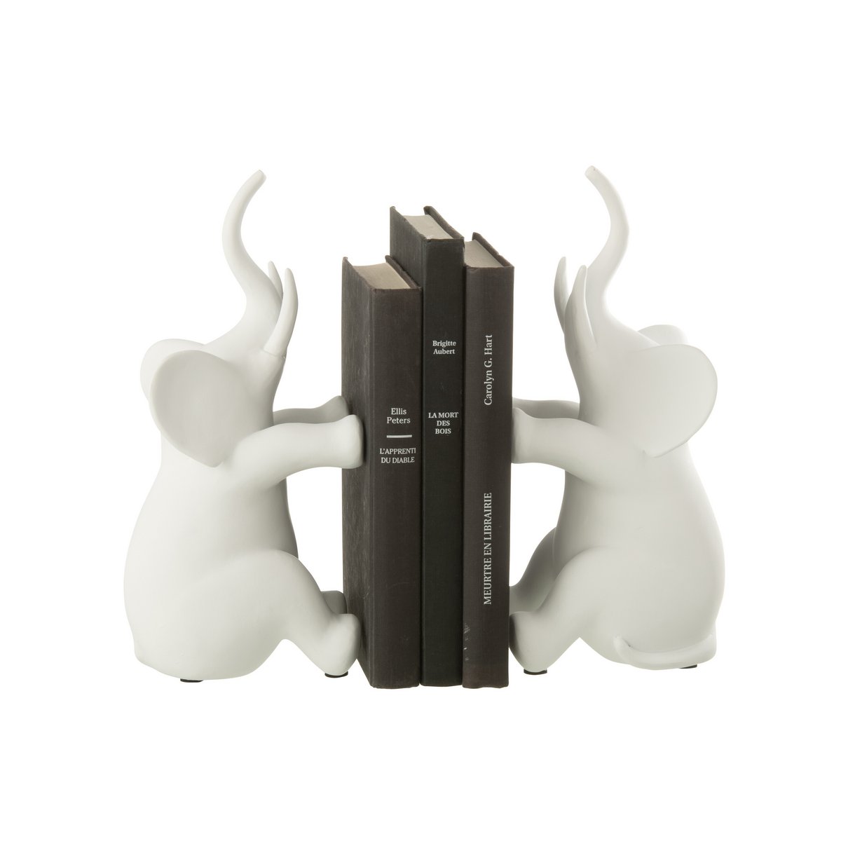 Serre-livres éléphant assis sur une étagère moderne - ambiance déco