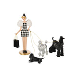 Décoration J-Line Lady + Dogs Pied-De-Poule, vue de face avec détails colorés