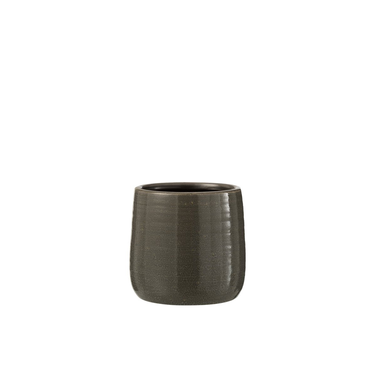 Pot de fleur J-Line Plain en céramique gris - vue latérale