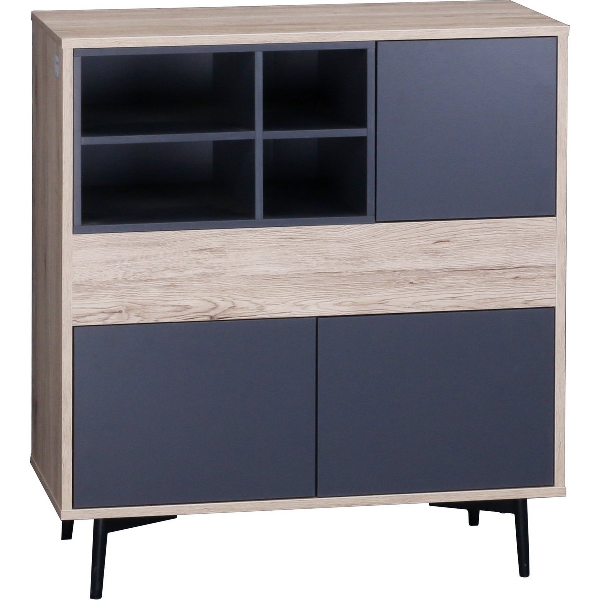 Commode scandinave en noir, vue de face