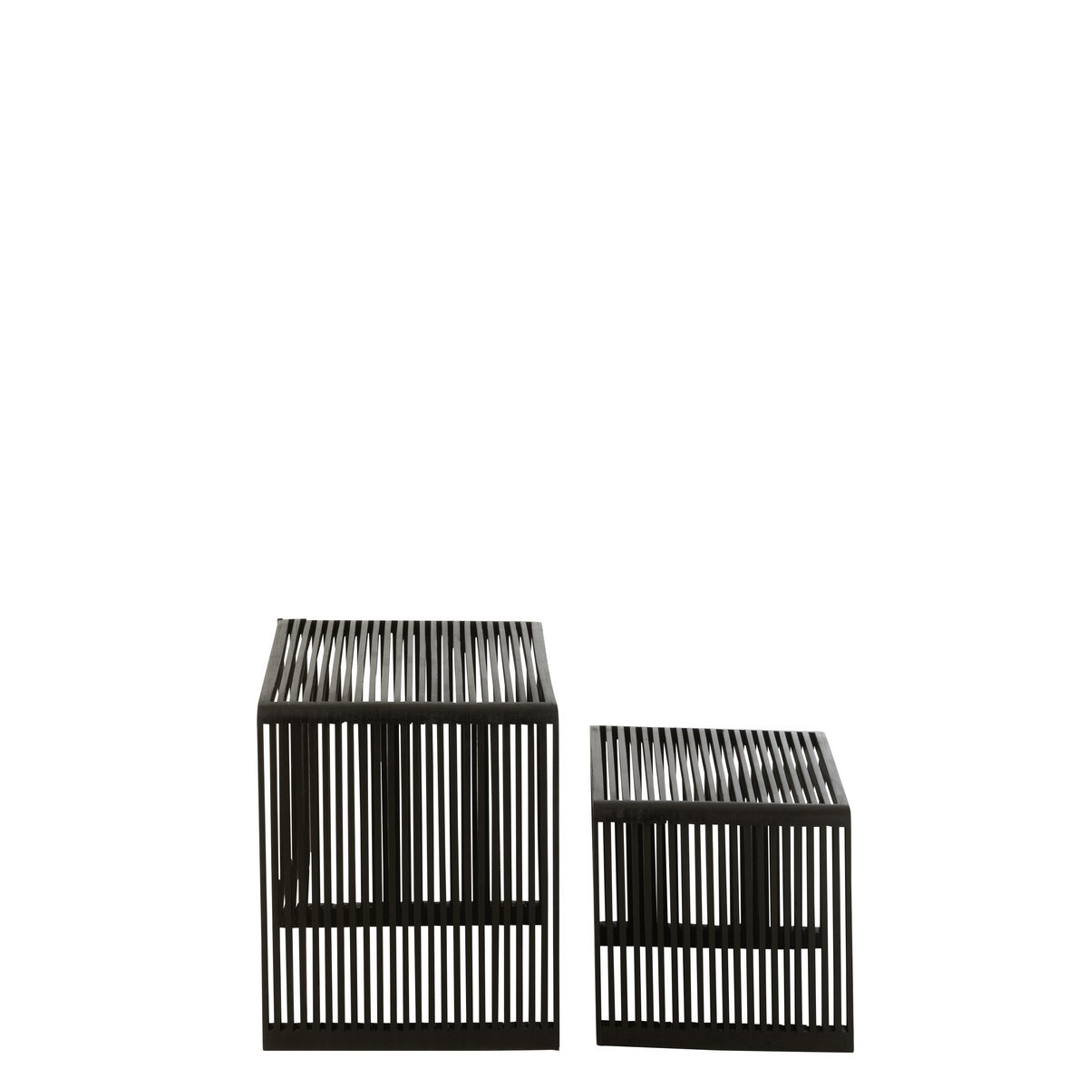Table d'appoint J-Line Cube en bois noir - vue de côté