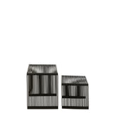 Table d'appoint J-Line Cube en bois noir - vue de côté