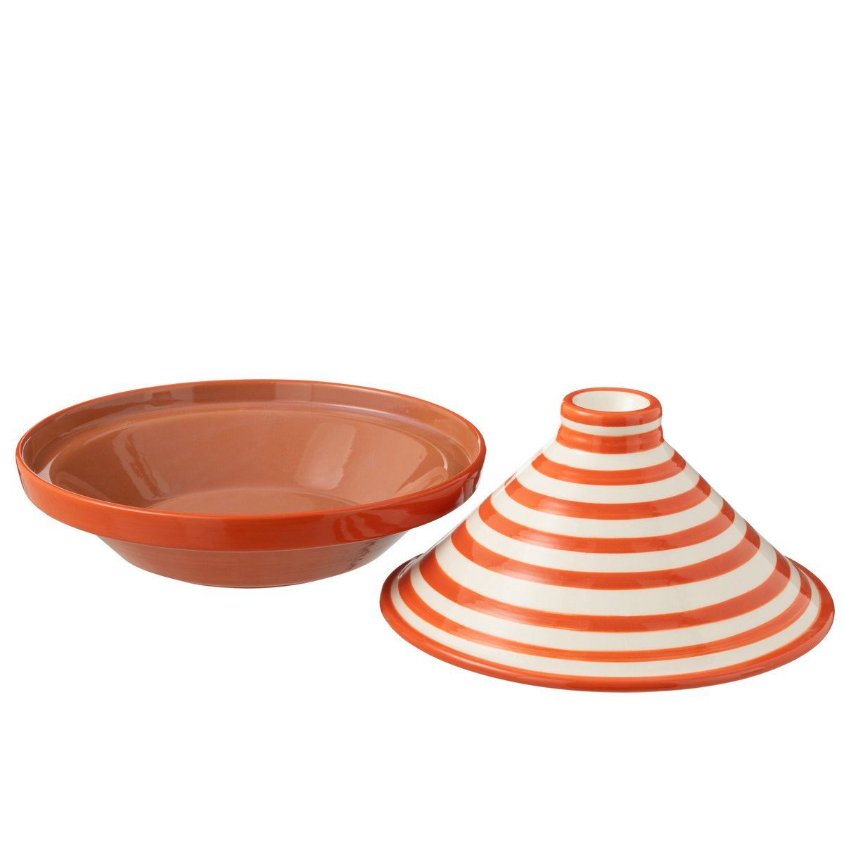 Détail du Tajine Grenada Stripes, céramique artisanale colorée