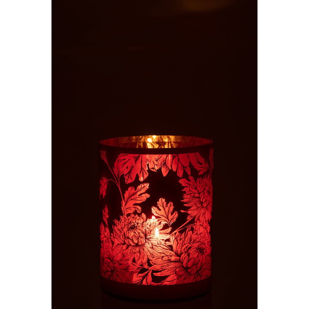 Lanterne J-Line Fleurs sur une table, ambiance chaleureuse