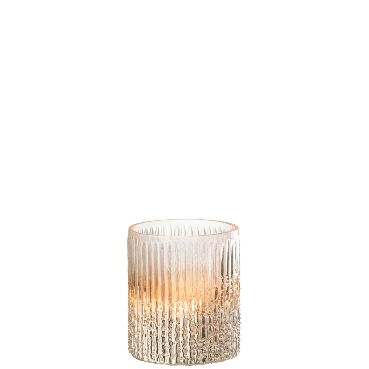 Lanterne J-Line Ribbed en verre rose, vue de côté