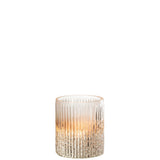 Lanterne J-Line Ribbed en verre rose, vue de côté