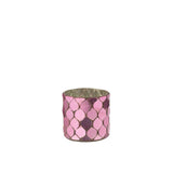 Bougeoir J-Line Cilidner Mosaic en verre fuchsia, vue de face