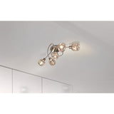 Le plafond de 5 LED "Josefa", lampe au plafond en métal et le verre en acier inoxydable, avec des lampes filamentaires de version E14 incluses, pour le salon, la salle à manger, le couloir ou le couloir 61 x 36 x 21 cm