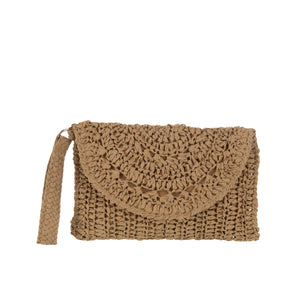 Pochette Bandoulière J-Line en Papier Marron Clair, vue avant avec détails visibles