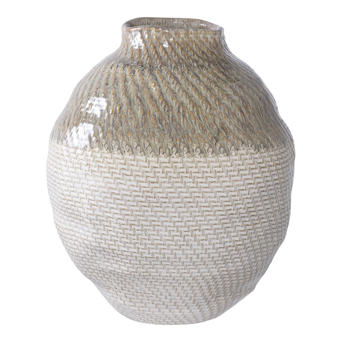 Vase en céramique blanc et vert avec design scandinave