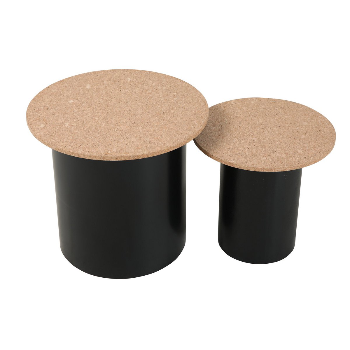 Tables d'appoint en bois et liège, design épuré