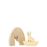 Figurine Lapin en Bois Jaune J-Line sur fond blanc, vue de face