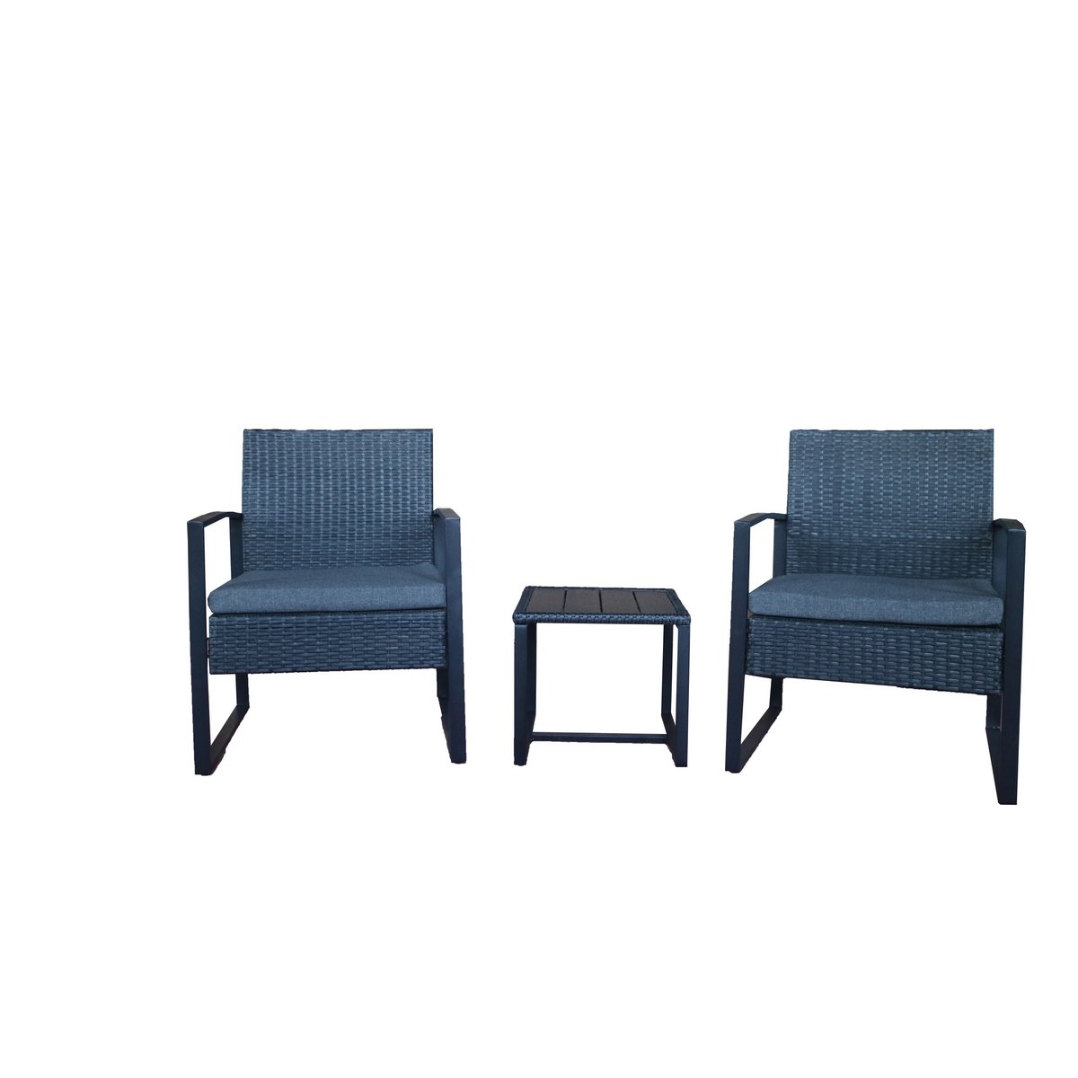 Ensemble de jardin Moebilia avec chaises en rotin et table en verre
