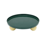 Plateau Double Funky Rond Grand en métal vert avec trois pieds sphériques