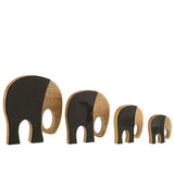 Éléphants en bois J-Line - lot de 4 - vue de face