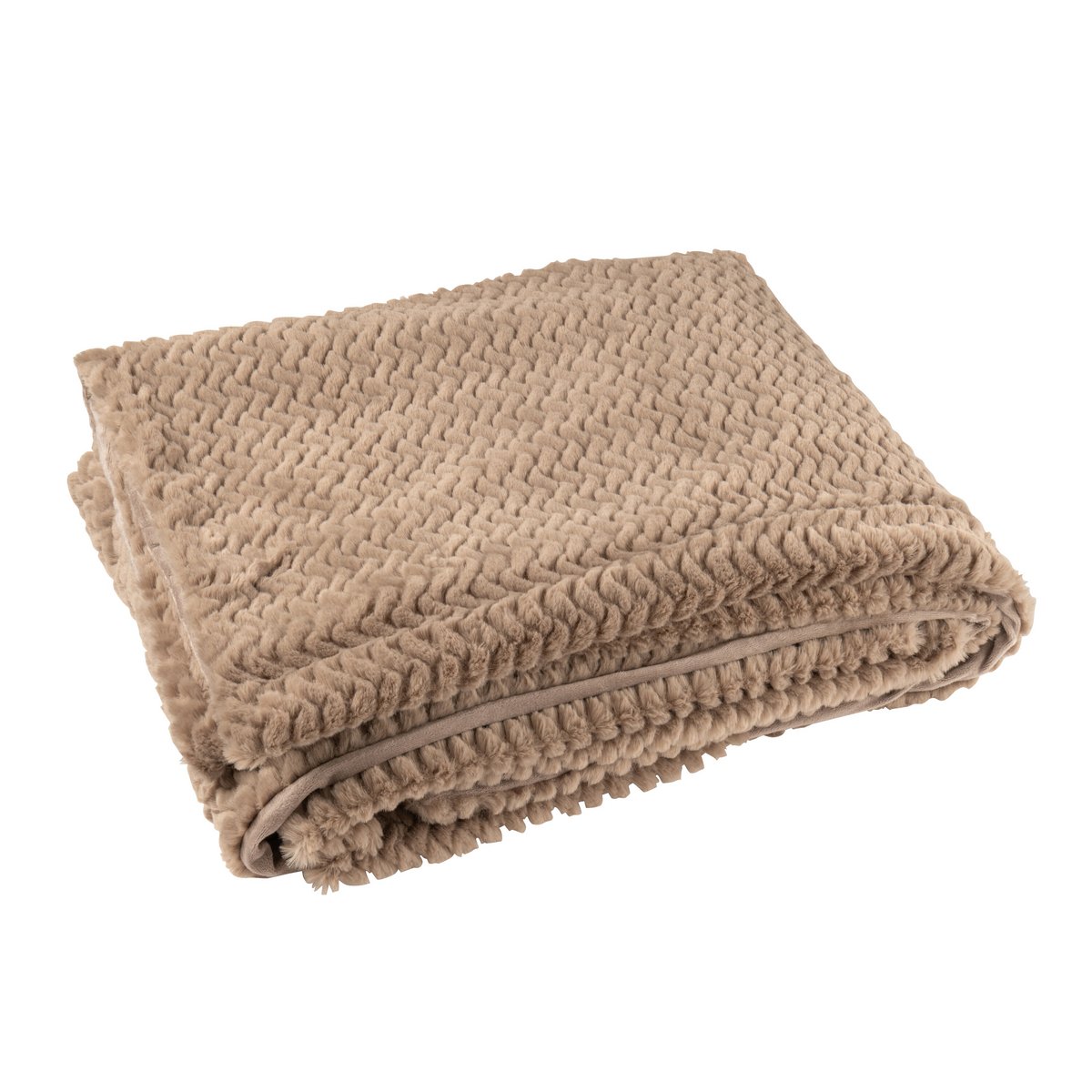 Couverture J-Line taupe en polyester, vue d'ensemble élégante