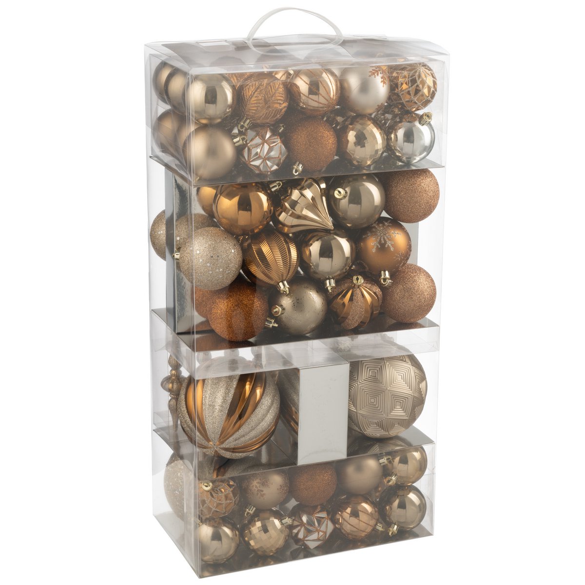 Boule de Noël J-Line marron en plastique, élégante et festive.
