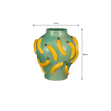 Détail du vase Moza en céramique, mettant en valeur l'imprimé coloré